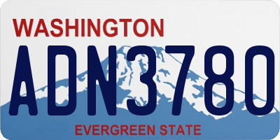 WA license plate ADN3780