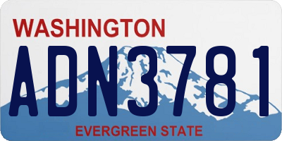 WA license plate ADN3781