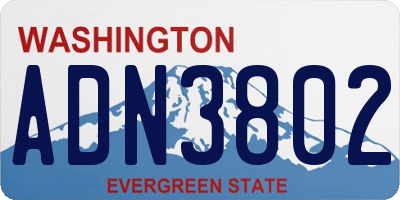 WA license plate ADN3802