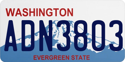WA license plate ADN3803