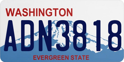 WA license plate ADN3818