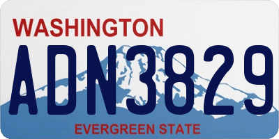 WA license plate ADN3829