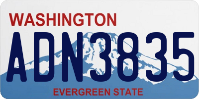 WA license plate ADN3835