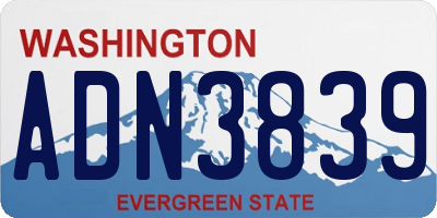 WA license plate ADN3839