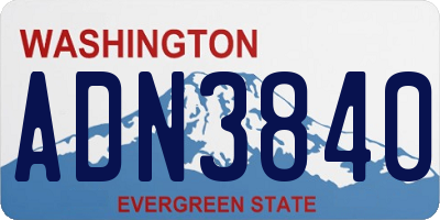 WA license plate ADN3840