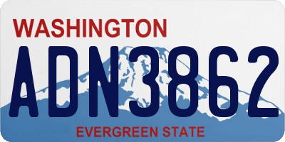 WA license plate ADN3862