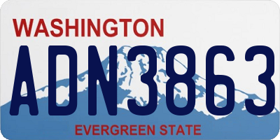 WA license plate ADN3863