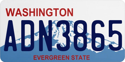 WA license plate ADN3865