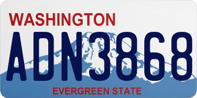 WA license plate ADN3868
