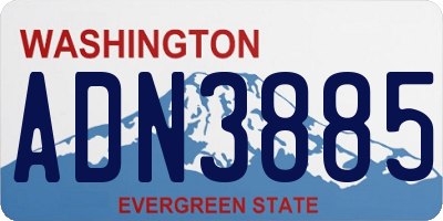 WA license plate ADN3885