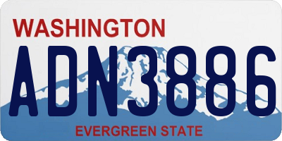 WA license plate ADN3886