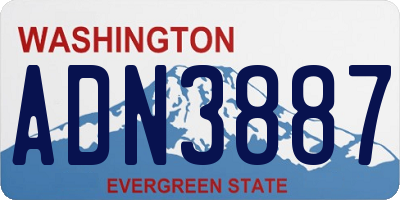WA license plate ADN3887