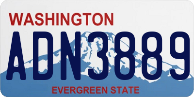 WA license plate ADN3889