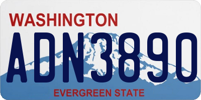 WA license plate ADN3890