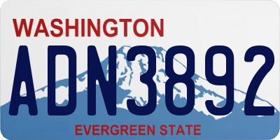 WA license plate ADN3892