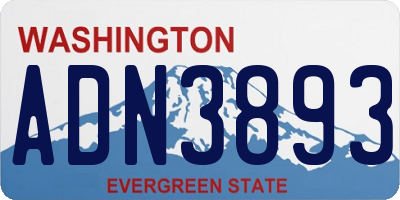 WA license plate ADN3893