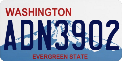 WA license plate ADN3902