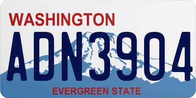 WA license plate ADN3904