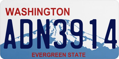 WA license plate ADN3914