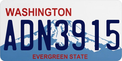 WA license plate ADN3915