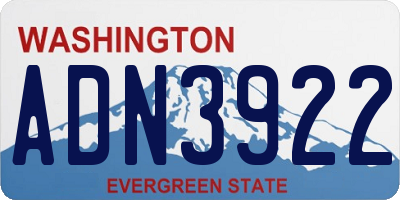 WA license plate ADN3922