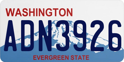 WA license plate ADN3926