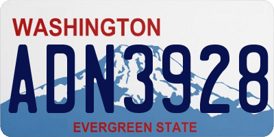 WA license plate ADN3928
