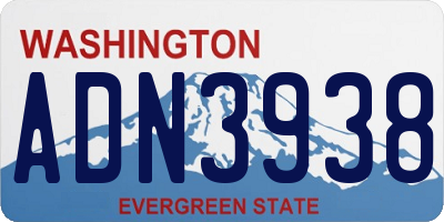 WA license plate ADN3938