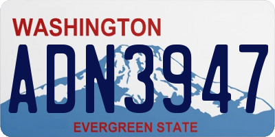 WA license plate ADN3947