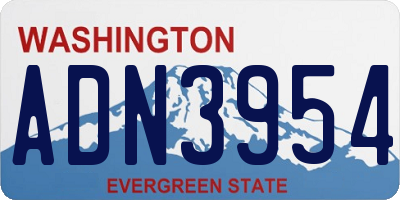 WA license plate ADN3954