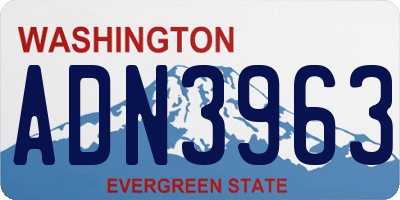 WA license plate ADN3963