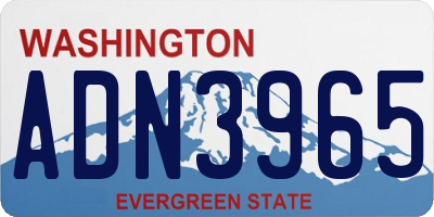 WA license plate ADN3965