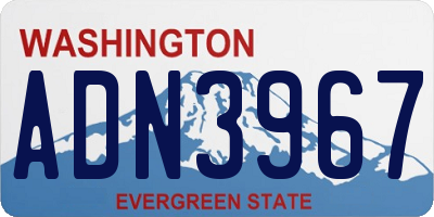 WA license plate ADN3967