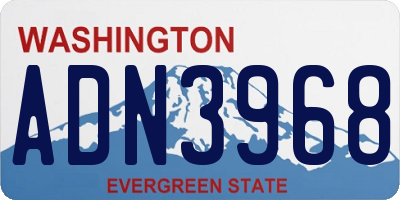 WA license plate ADN3968