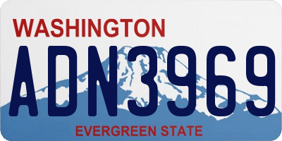 WA license plate ADN3969