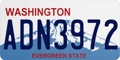 WA license plate ADN3972
