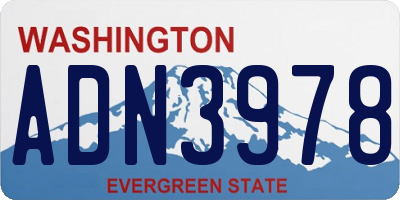 WA license plate ADN3978