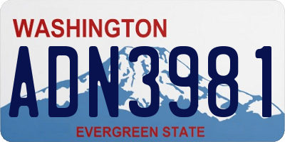 WA license plate ADN3981