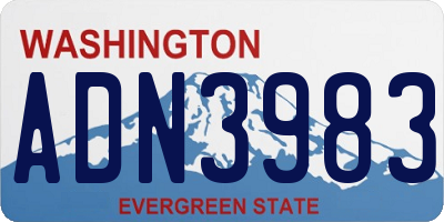 WA license plate ADN3983