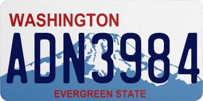 WA license plate ADN3984