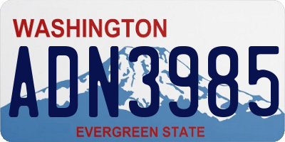 WA license plate ADN3985