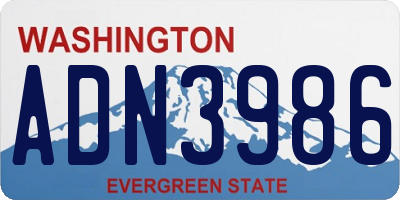 WA license plate ADN3986