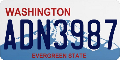 WA license plate ADN3987