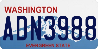 WA license plate ADN3988