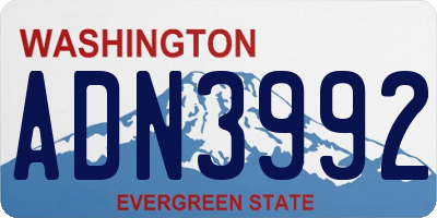 WA license plate ADN3992