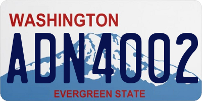 WA license plate ADN4002