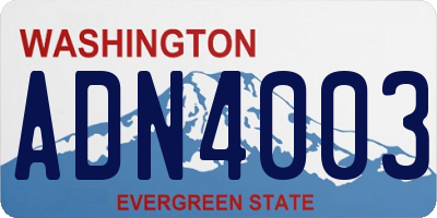 WA license plate ADN4003
