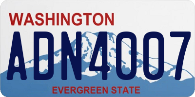 WA license plate ADN4007