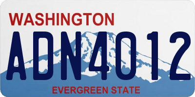 WA license plate ADN4012