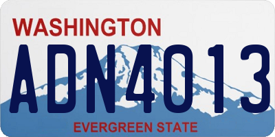 WA license plate ADN4013
